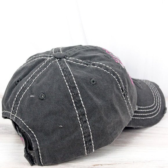 NWT Distressed Grey Happiness Being Mama Cap - Picture 3 of 3